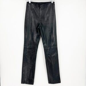 VTG Cache 100% Leather Black Pants *Altered* To Fit 0/2